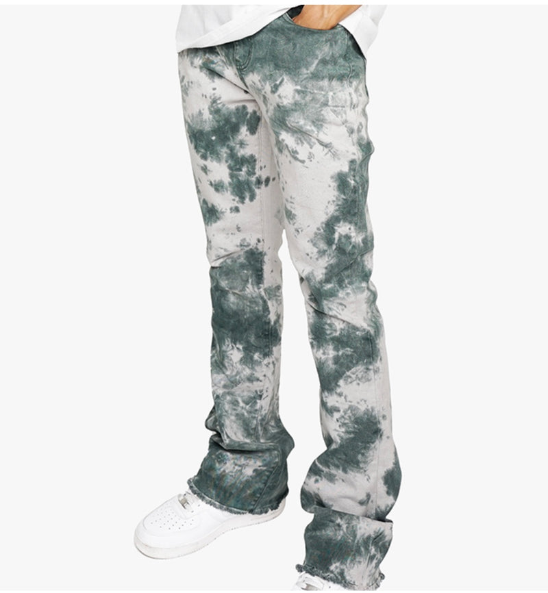 Eptm tie dyed stacked flare pants(green)