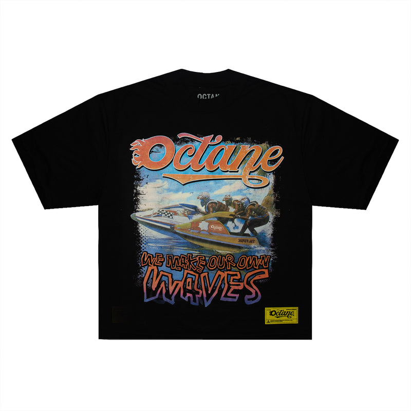 Octane “Make Waves” Tee (oversized boxy) (black)