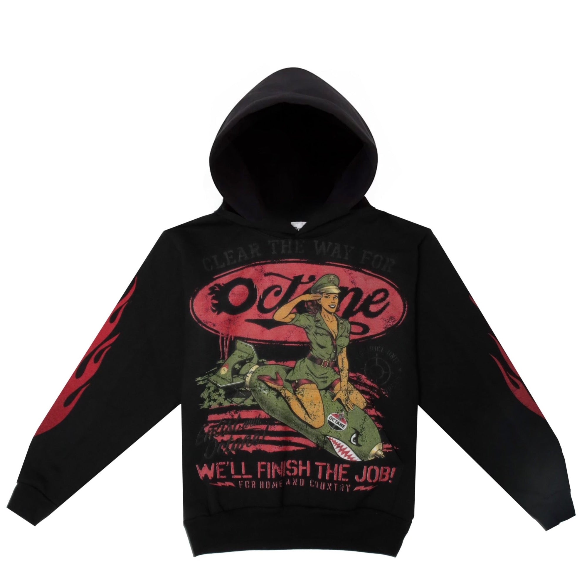Octane Military Pinup Hoodie(Black) – Octane Clothing Stores