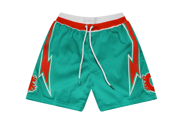 Octane lightening bolt shorts (teal/orange)