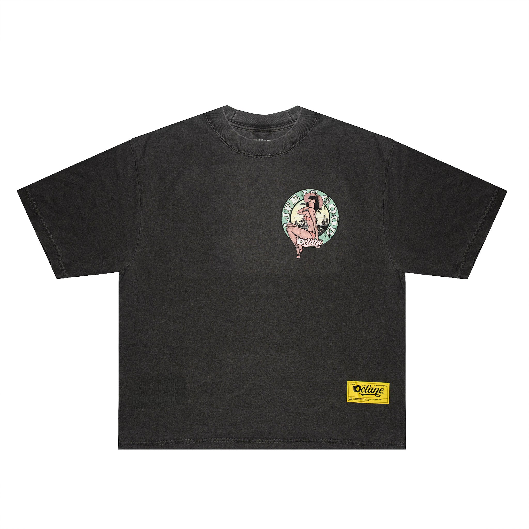 Octane “life is good t-shirt(oversized boxy)(vintage charcoal black ...