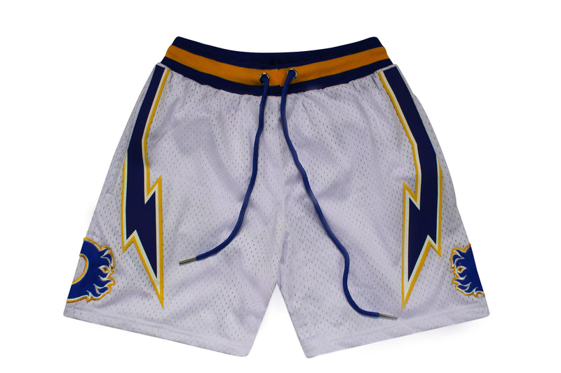 Octane lightening bolts shorts(white/royal/yellow)