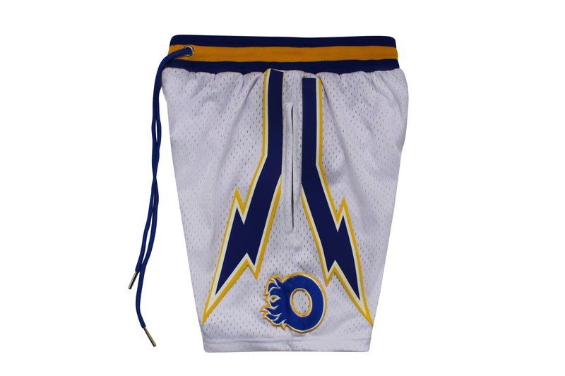 Octane lightening bolts shorts(white/royal/yellow)