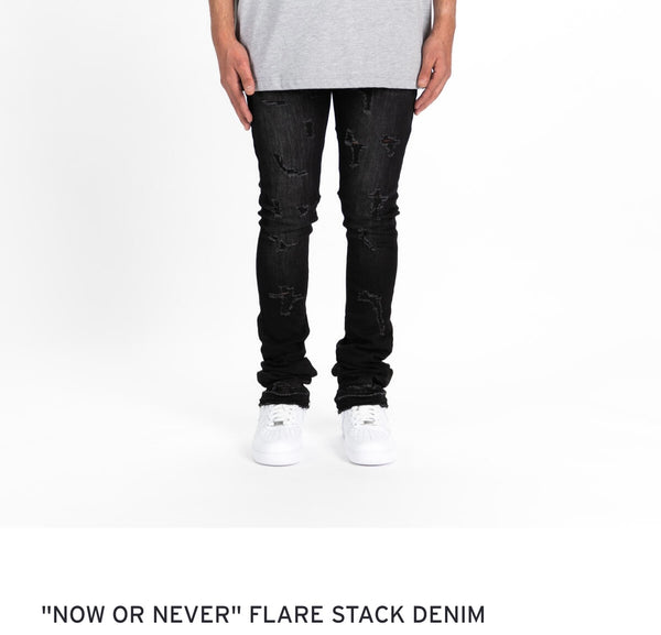 Pheelings “now or never” stack denim(black ash)