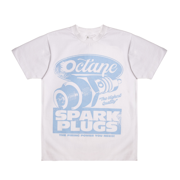 Octane Spark Plug T-Shirt(White & Carolina Blue)