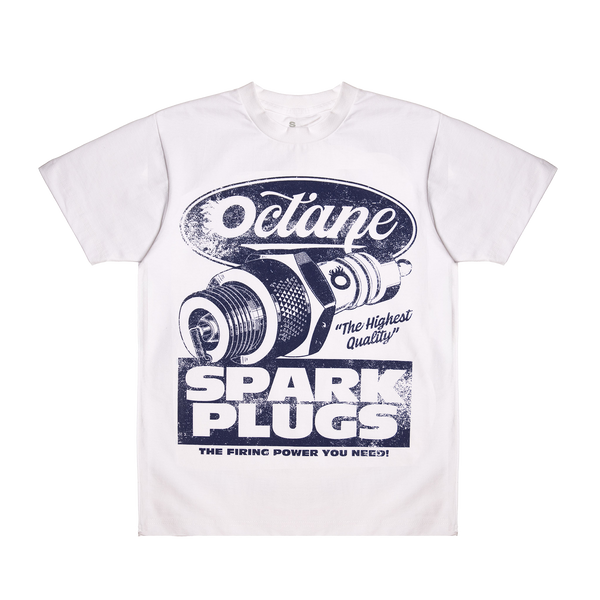 Octane Spark Plug T-Shirt(White & Navy)