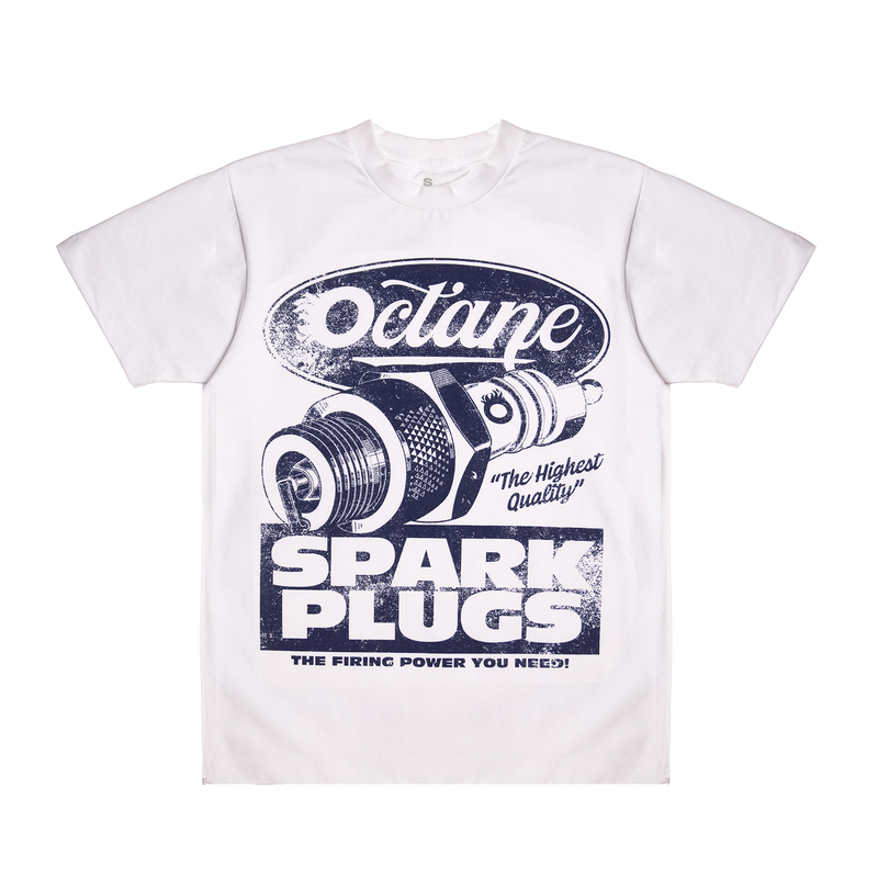 Octane Spark Plug T-Shirt(White & Navy)
