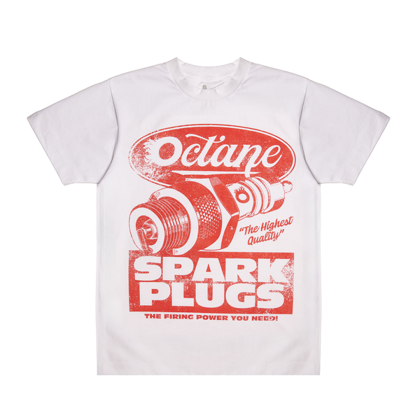Octane Spark Plug T-Shirt(White & Red)