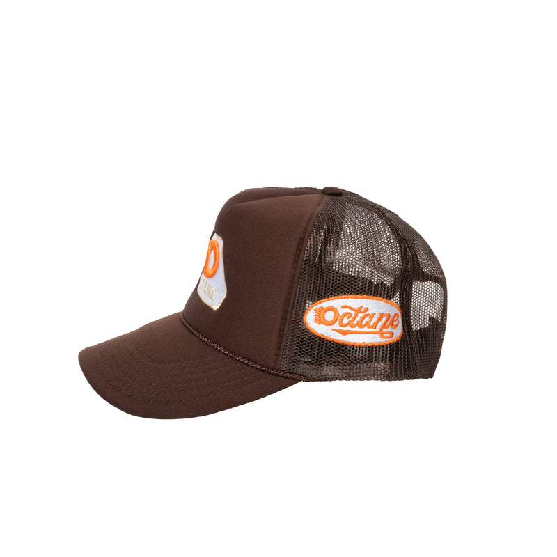 BROWN/ORANGE TRUCKER HAT