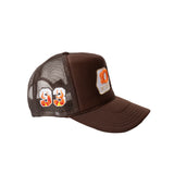 BROWN/ORANGE TRUCKER HAT