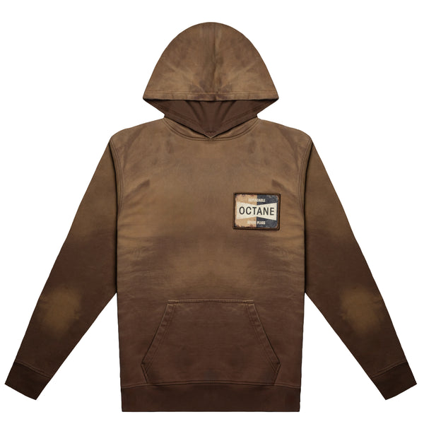 Octane spark plug pullover hoodie(washed brown)