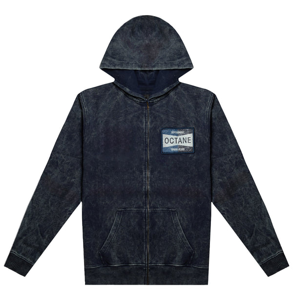 Octane Spark plug zip up hoodie(denim wash)