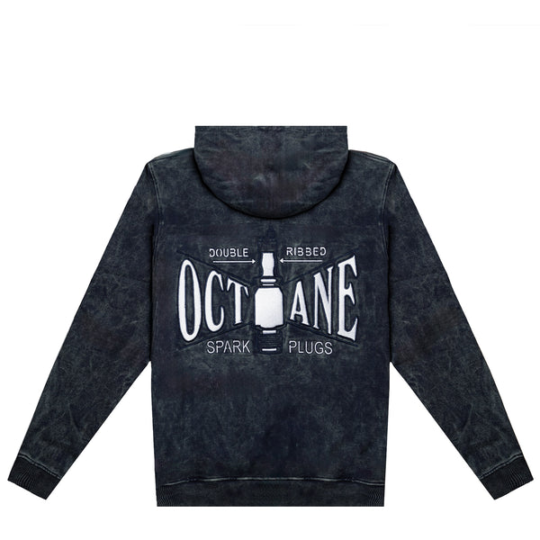 Octane Spark plug zip up hoodie(denim wash)