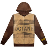 Octane Spark Plug Zip Up Hoodie(washed brown)