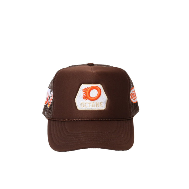 BROWN/ORANGE TRUCKER HAT