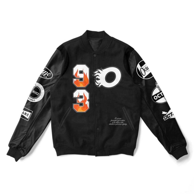 Octane Military Letterman Jacket(Black/White)