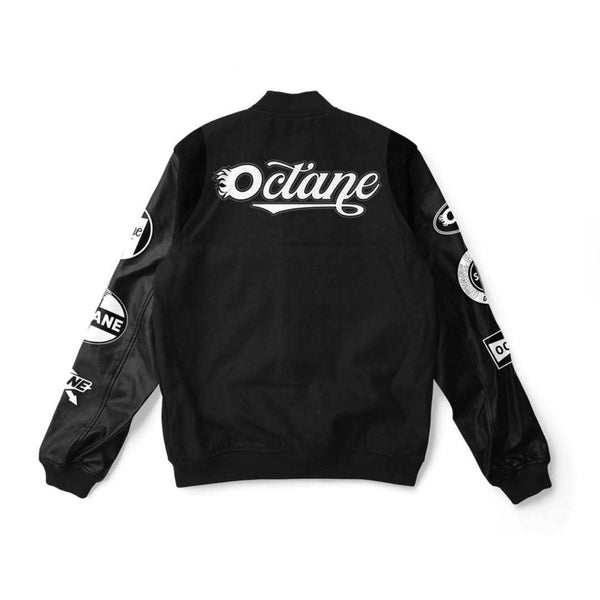 Octane Military Letterman Jacket(Black/White)