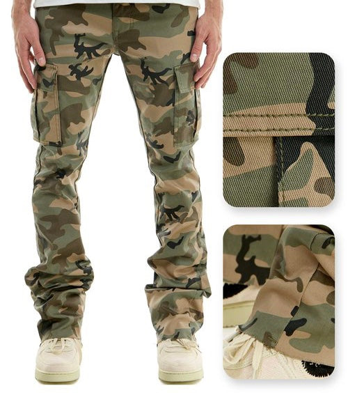 KDNK waxed flare pants(camo)