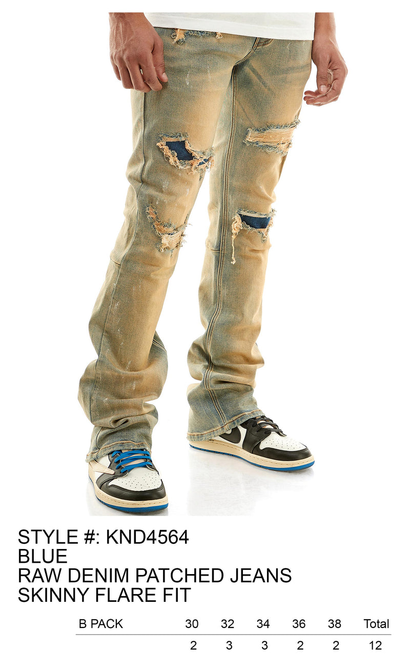 Kdnk patched skinny flare fit denim(blue)