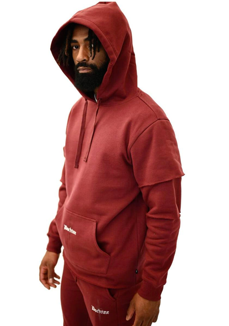 Doctrine Layered Hoodie(burgundy)