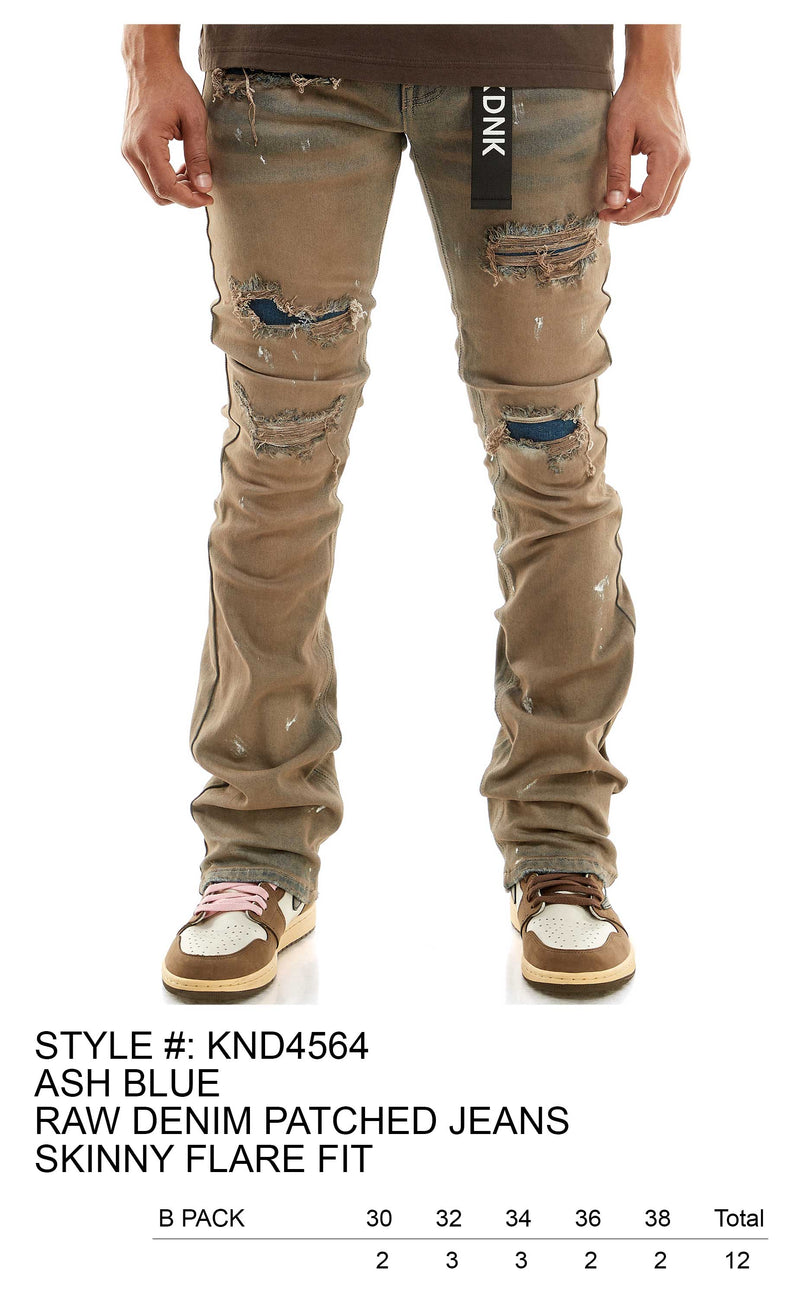 Kdnk patched skinny flare fit denim(ash blue)