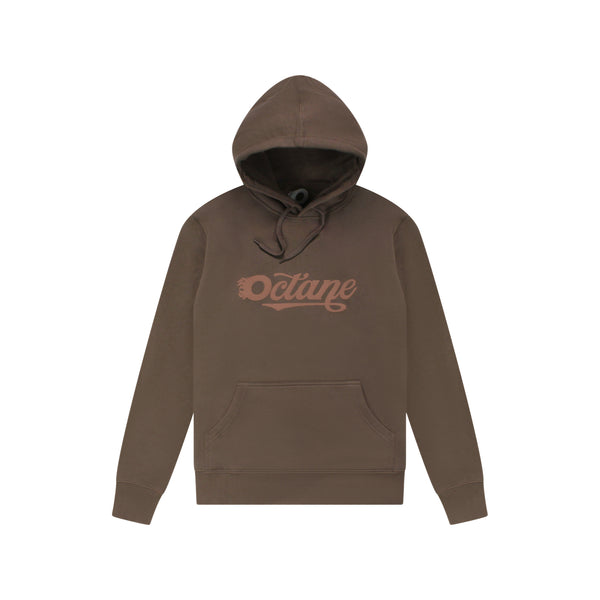 Tonal Script Hoodie Brown