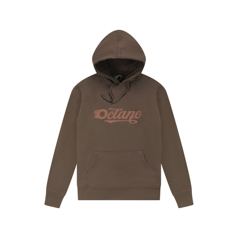 Tonal Script Hoodie Brown