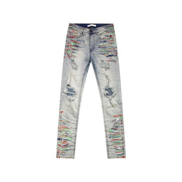 KDNK ripped jeans w/paint splatter