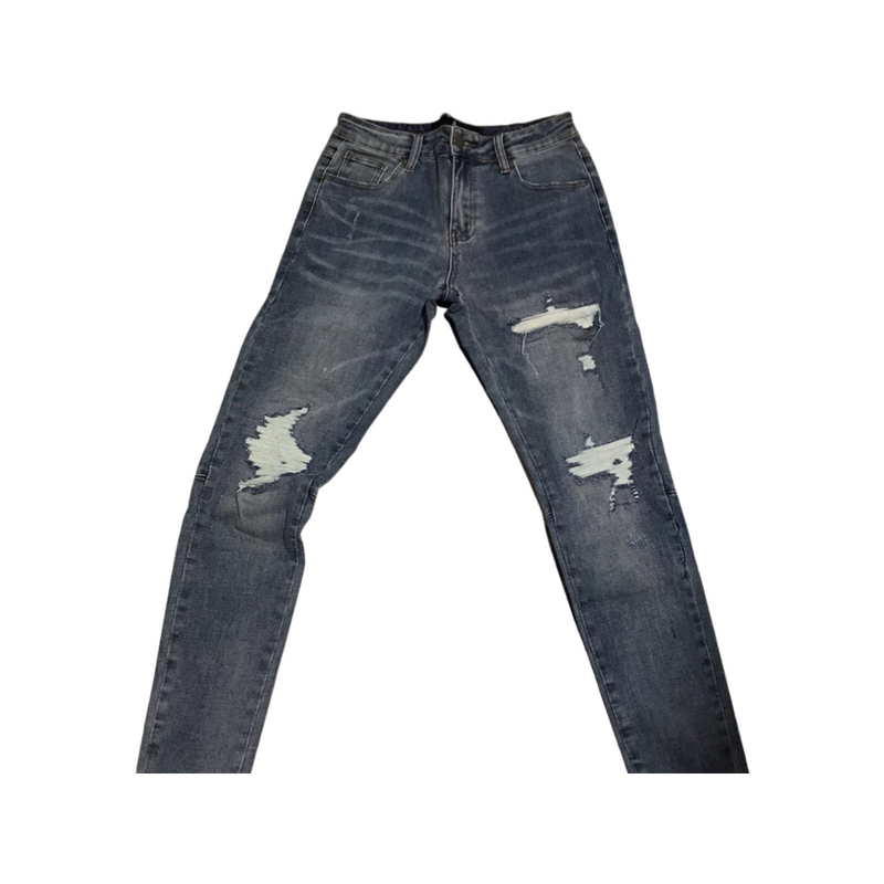 PAPER MONEY LT BLUE RIPPED DENIM